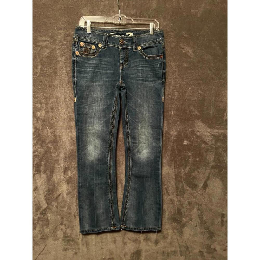 Women’s Seven 7 Jeans Size 27 Distressed Boot Cut Inseam 28 Thick Stitches